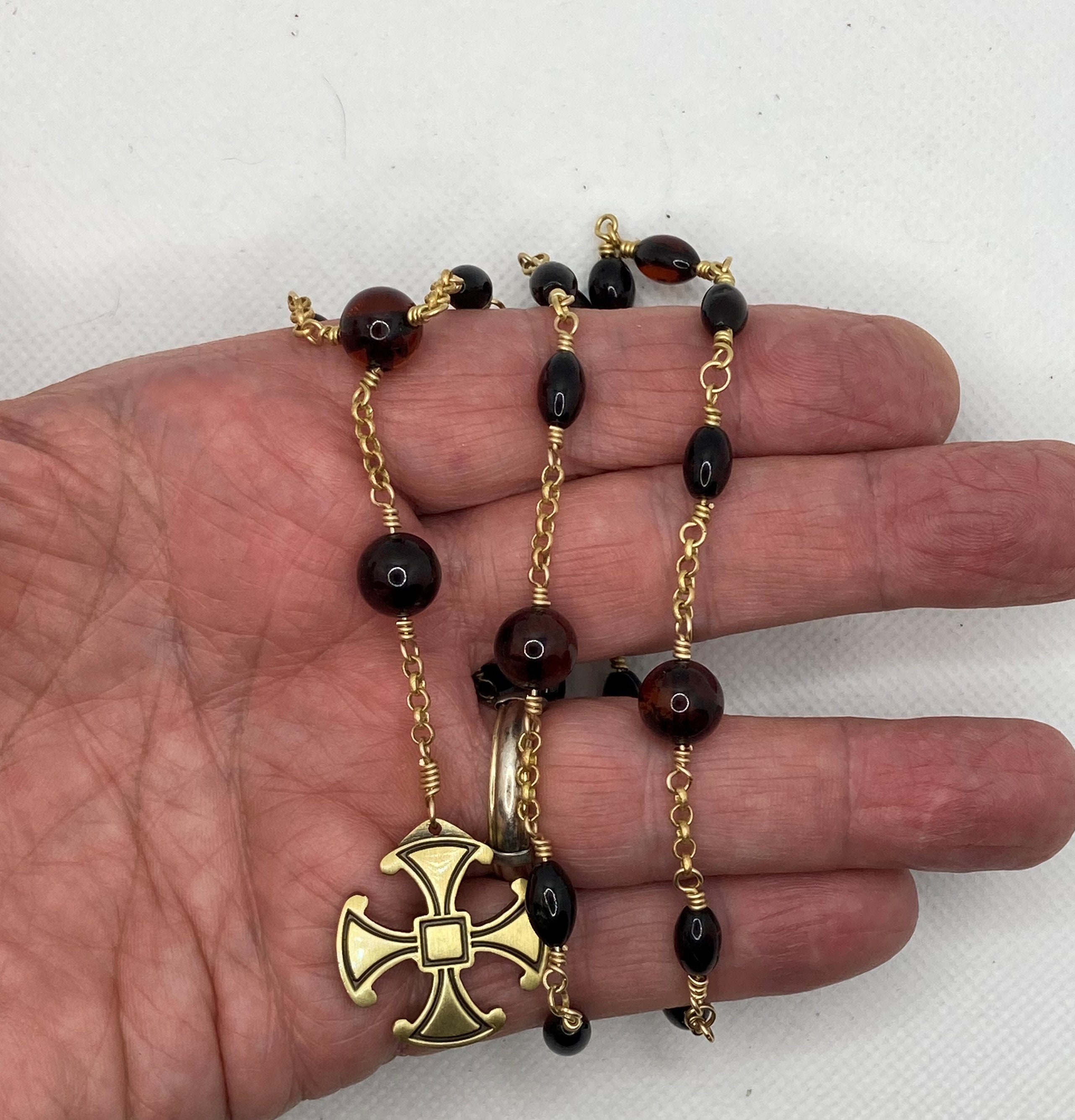 Anglican Rosary in Brass With Cherry Amber - Etsy