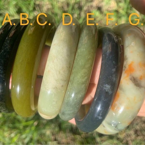 Natural Jade Bracelet, Dark Green Bangle,  Inner Ring 50-57mm/1.97-2.24 inch Cute and beautiful