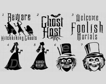 Mansion Ghosts, Foolish Mortals, Mansion Bride, Hatbox Ghost, Ghost Host Decals