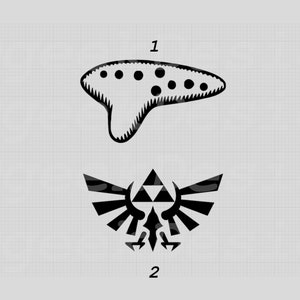 Ocarina and Hylian Crest Decal
