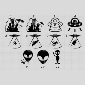 Alien Decals, UFO, Alien, Alien Abduction, Alien Space Ship
