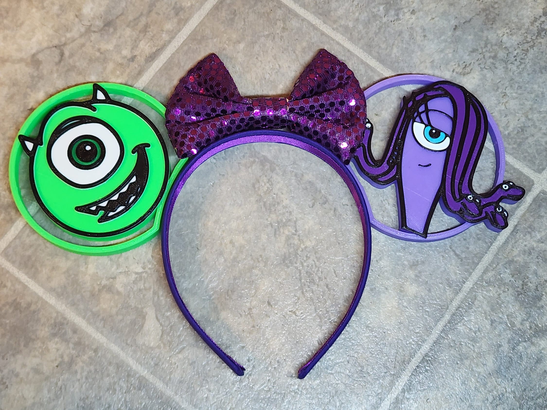 Purple Monster and Boo Ears Headband 3-D Printed New Boo Minnie Ears – meagansminnieshop main image 4