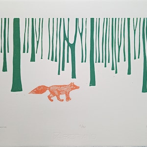linogravure Forêt - impression d&#39;art originale