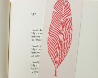 Marque-page Plume - Impression linogravure sur papier, art de la nature, gravé et imprimé à la main, estampe nature,