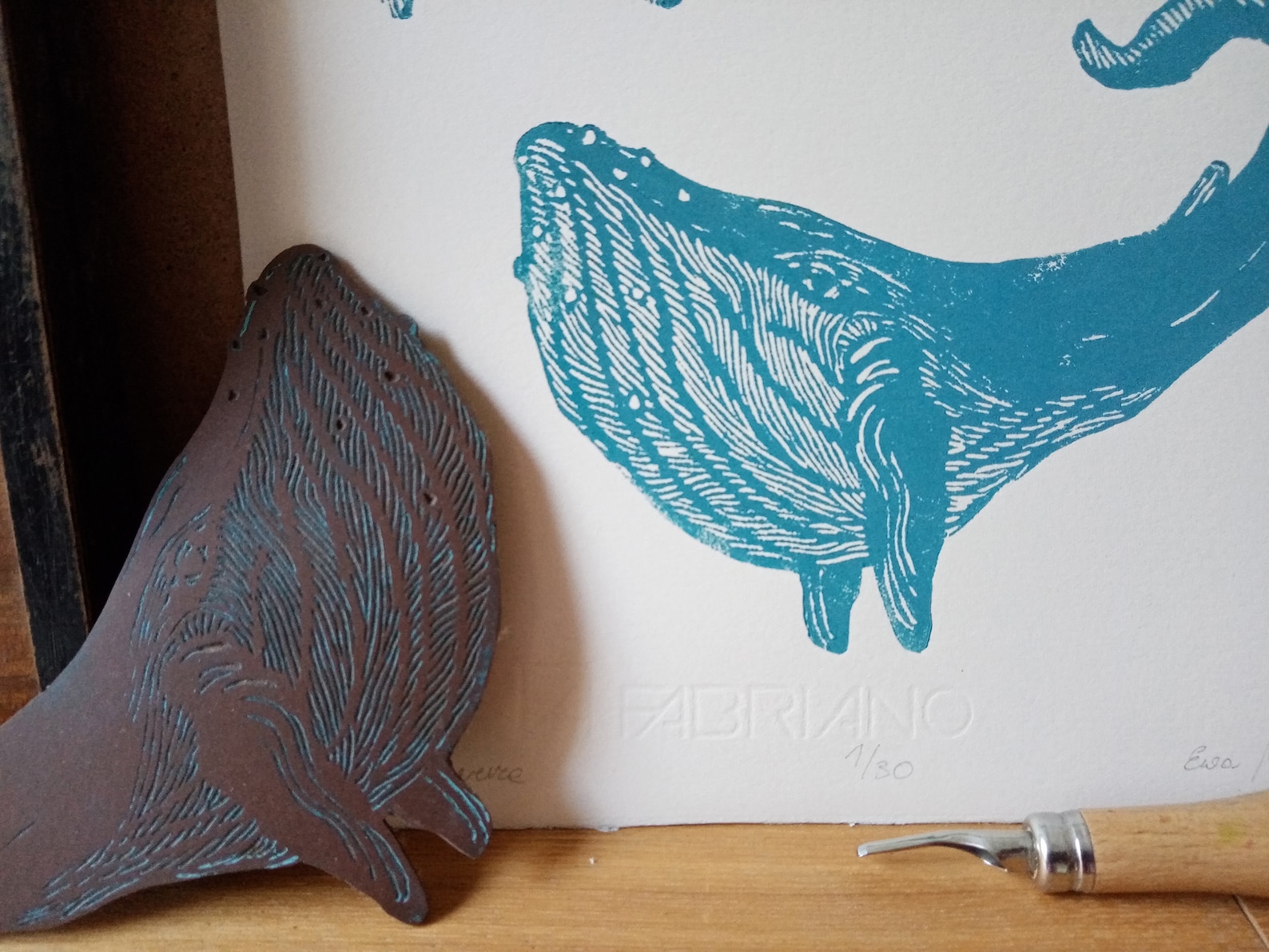 Linocut Print Whales Original Art Print Nature Wall Art | Etsy