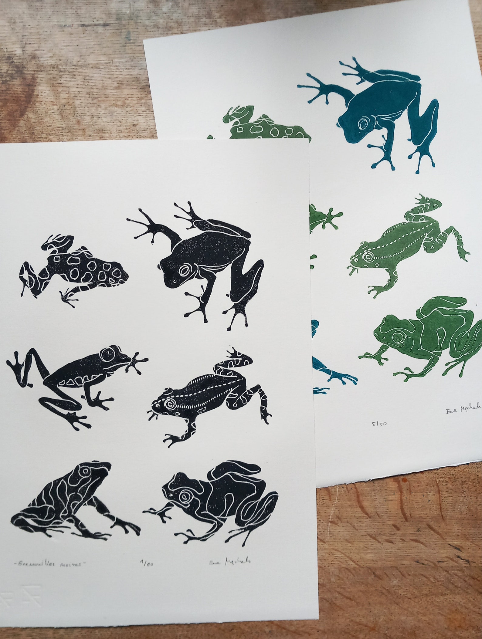 Linocut Frogs - Original Art Print, Natural Home Decor, Nature Art ...