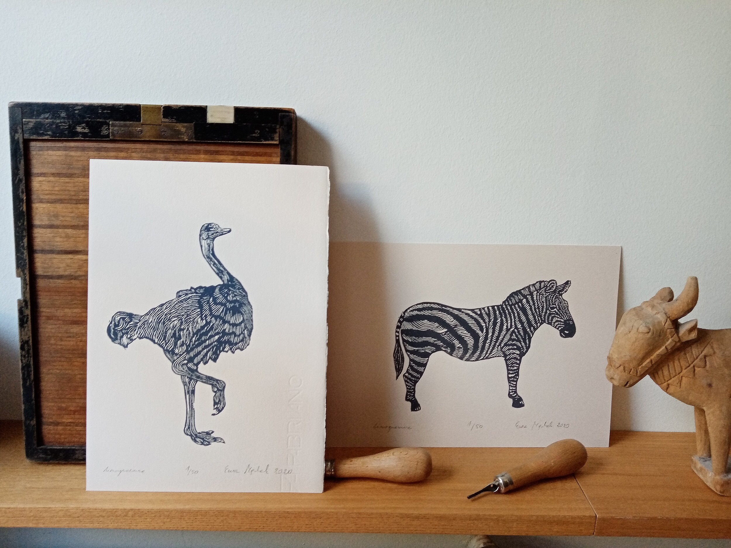 Linocut Zebra Original Art Print Ready for Frame Nature - Etsy UK