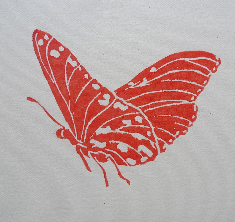 linocut Butterflies, original art print, engraved and hand printed, Insect illustration, nature art, garden artwork image 7