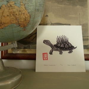 Linocut Turtle Original Art Print, Nature Artwork, Limited Edition ...