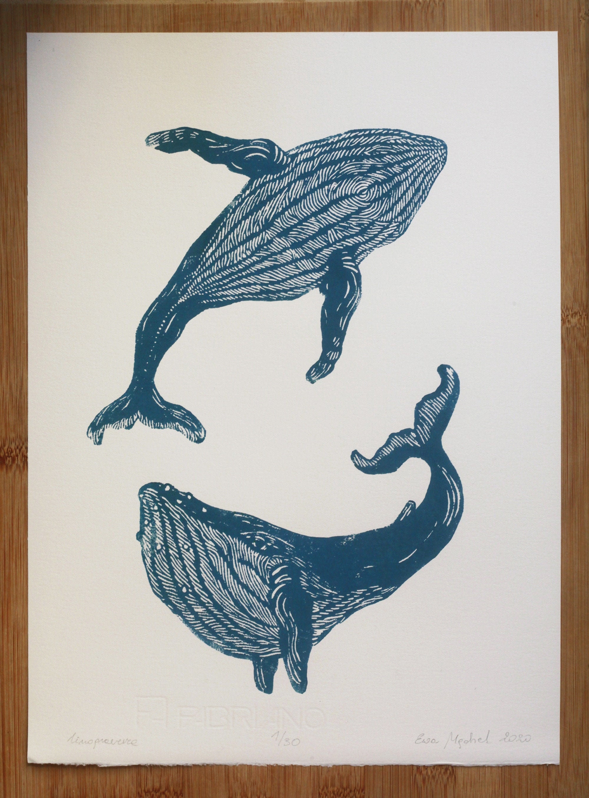 Linocut Print Whales Original Art Print Nature Wall Art - Etsy