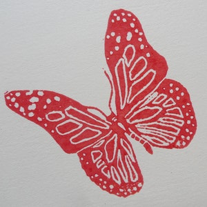 linocut Butterflies, original art print, engraved and hand printed, Insect illustration, nature art, garden artwork image 4