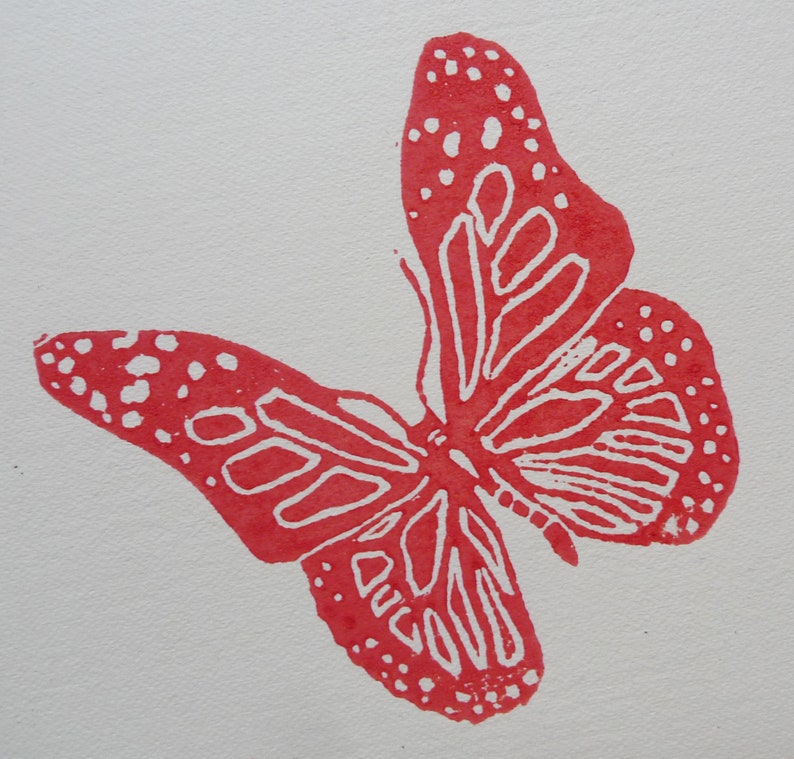 linocut Butterflies, original art print, engraved and hand printed, Insect illustration, nature art, garden artwork image 4
