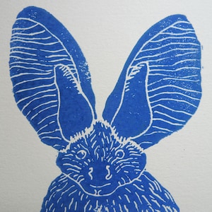 linogravure Chauve souris, impression d'art originale, blue art mural, d'oeuvre originale, prête pour le cadre, art zoologique, estampe bleu