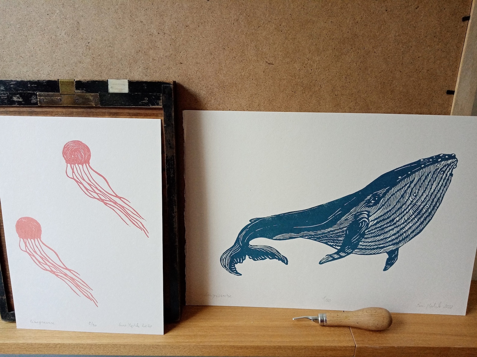 Linocut Whale Original Art Print Hand Engraved and Printed | Etsy Canada