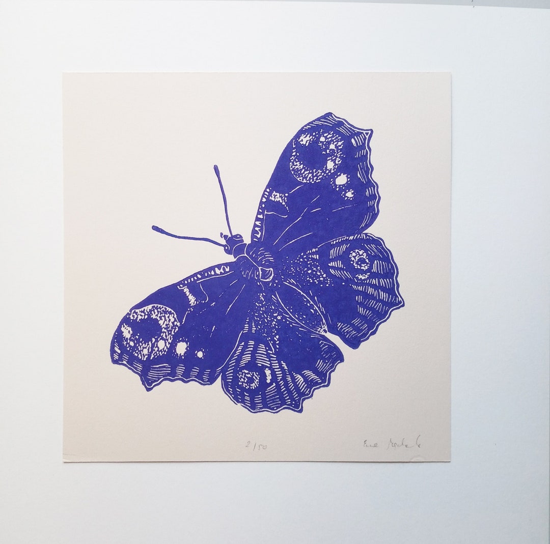 Linocut Butterfly original art print of curiosities Etsy 日本