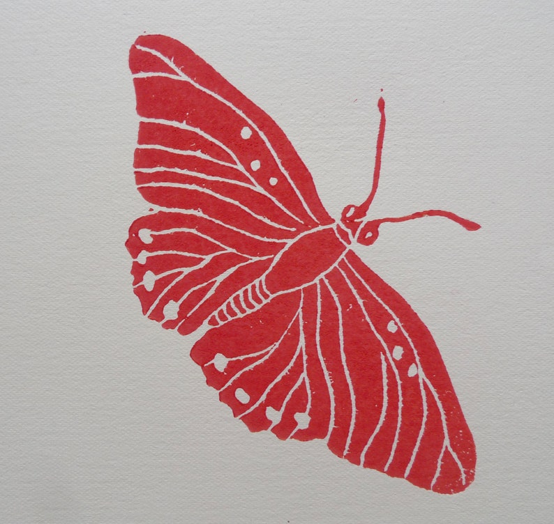 linocut Butterflies, original art print, engraved and hand printed, Insect illustration, nature art, garden artwork image 8