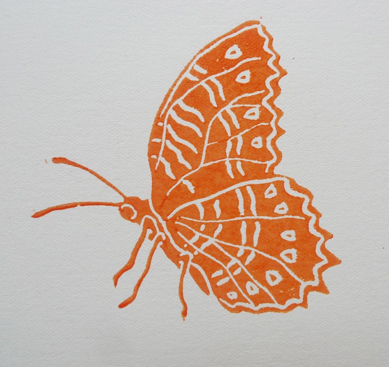 linocut Butterflies, original art print, engraved and hand printed, Insect illustration, nature art, garden artwork image 5