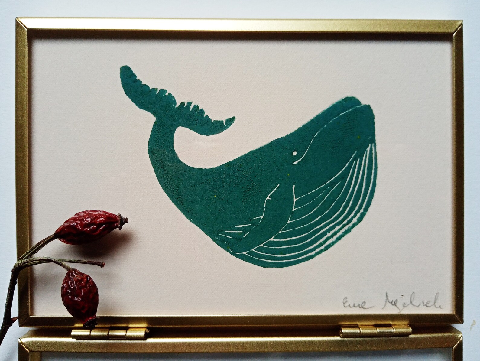 Carte Baleine linogravure art print | Etsy