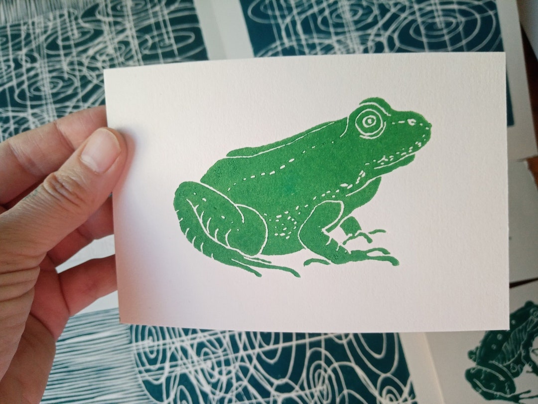 Linocut Frog - Original Art Print, Nature Wall Art, Limited Edition ...