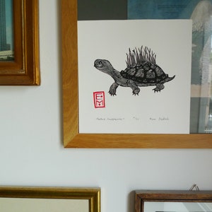 Linocut Turtle Original Art Print, Nature Artwork, Limited Edition ...