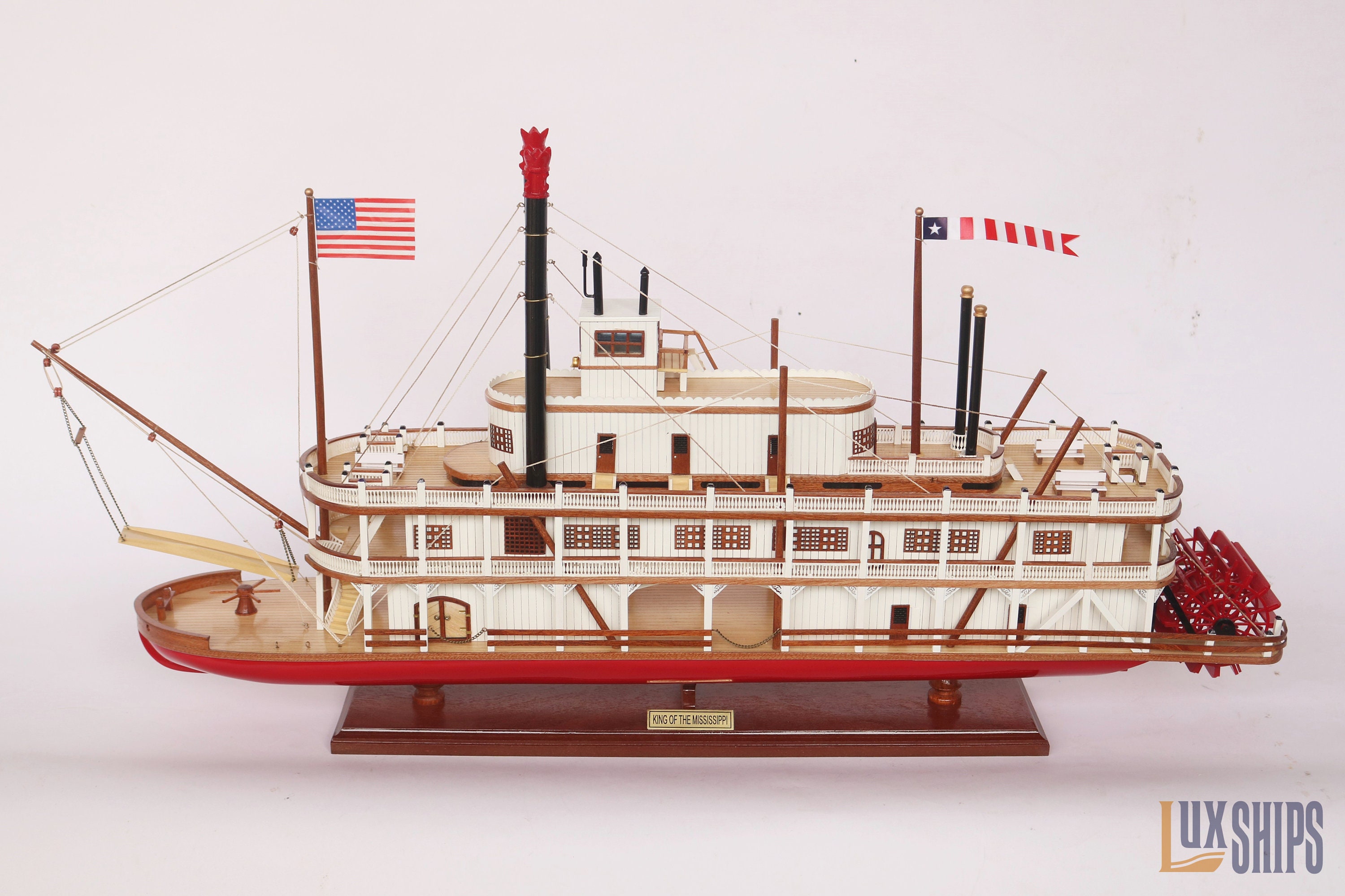 King of Mississippi 木製 模型 蒸気船モデル1/50スケール Wooden Paddle Steamer Model: King of the Mississippi 1:80
