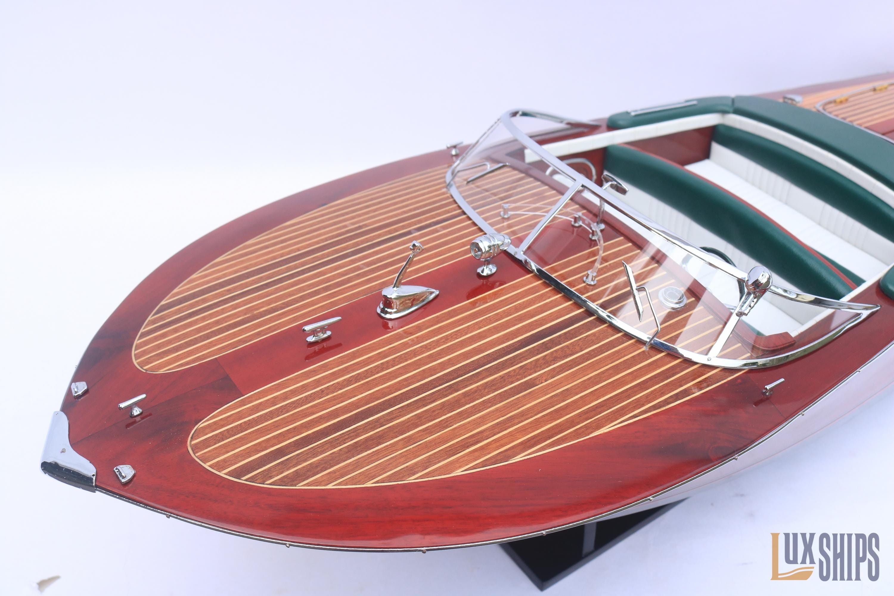 Bateau En Bois Fait Main – 87 Cm, Avec Présentoir