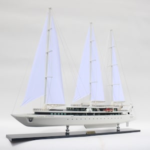 90cm (35&quot;) Le Ponant Model Ship – Handcrafted 3-Mast Sailing Yacht – Maritime Display Gift