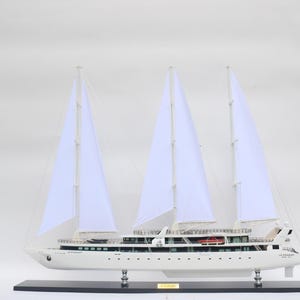 Luxury Le Ponant 3-Mast Yacht Model – 90cm / 35&quot; Wooden Ship – Collector&#39;s Maritime Centerpiece