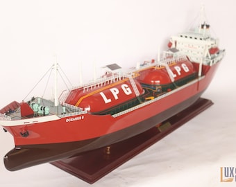 Maqueta de barco OCEANUS 09 (buque tanque de GLP), maqueta de barco de madera en venta, personalización con el nombre de su empresa.