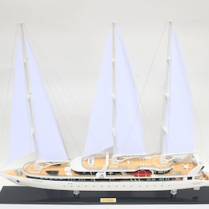Le Ponant Sailing Yacht Model 90cm (35&quot;) – Handmade Luxury Ship Replica – Elegant Nautical Decor