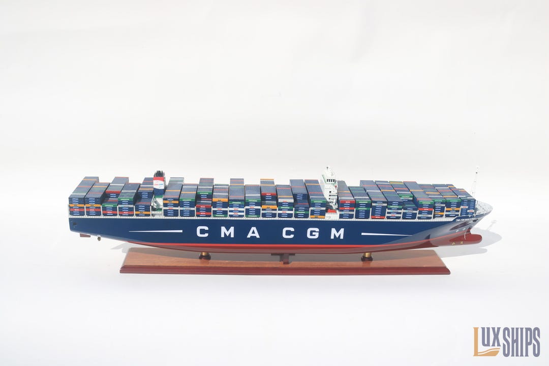 100 cm CMA CGM マルコポーロ貨物船 - 手作り木製模型 - 航海装飾