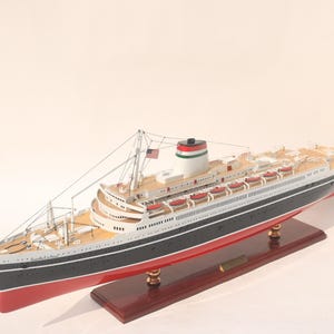 SS ANDREA DORIA Wooden Ship Model 35&quot; (90cm) – Handmade Ocean Liner Replica for Nautical Decor and Collectors
