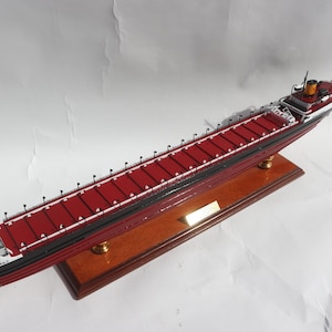Model statku SS Edmund Fitzgerald Wood, ręcznie robiona replika frachtowca Great Lakes – długość 73 cm (28,7 cala) – historyczna dekoracja morska