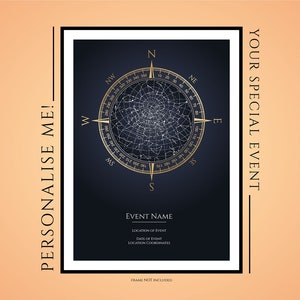 Custom Star Map Poster | Night Sky Print | Wedding Gift | Anniversary | Birthday | Day You Were Born Gift | Constellation