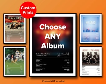 Music Posters - Choose your Favourite Song Poster - Custom Album Posters - Request your own album choice - Frames NOT Included