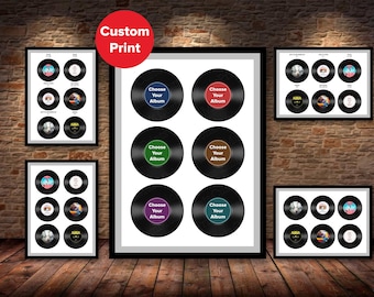 Custom Signed Vinyl Record Collection Poster - Choose your own Albums Print - Custom Music Posters  - Custom Signed LP Record Poster