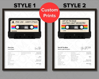 Music Poster Custom Signed Cassette Record Poster - Choose your own Album Poster - Custom Music Posters  - Custom Cassette Album Poster