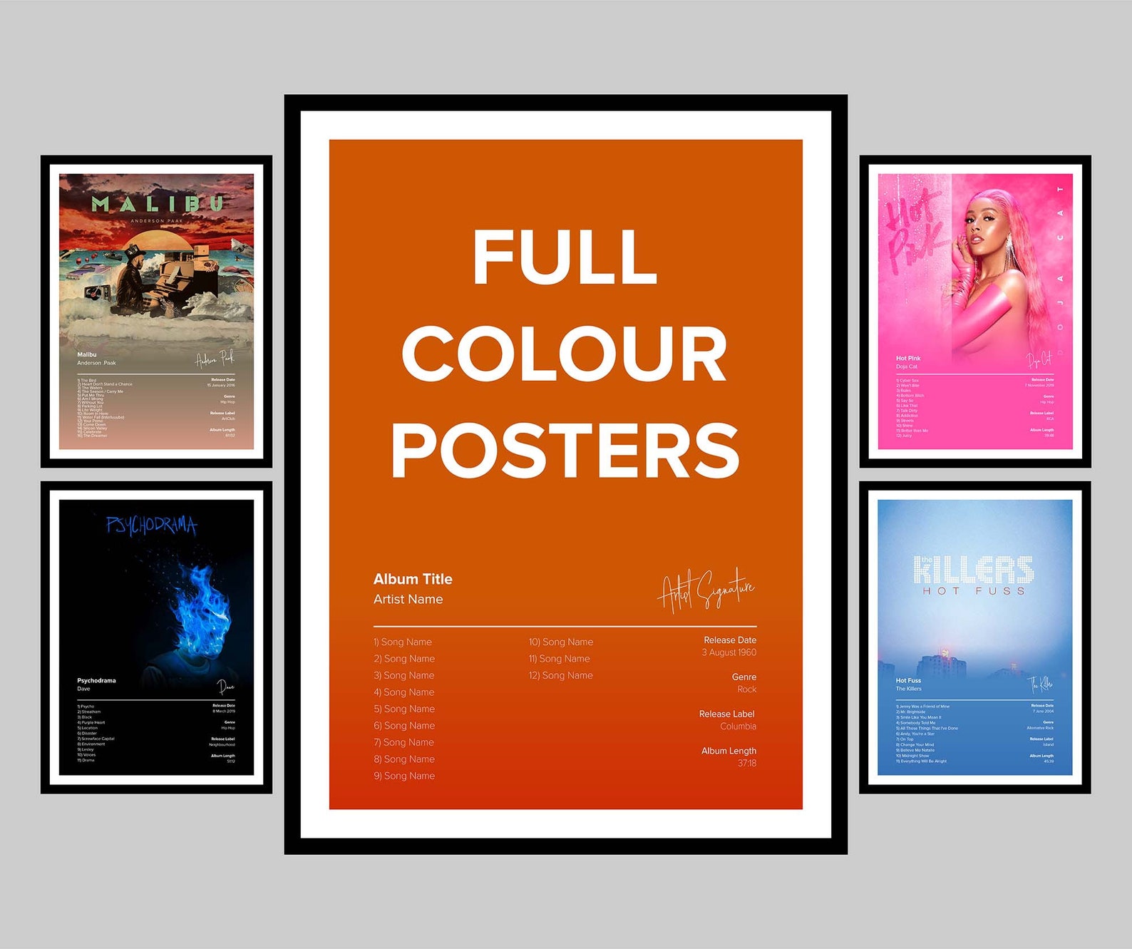 Music Posters Custom Album Posters Choose Your Own Album Etsy