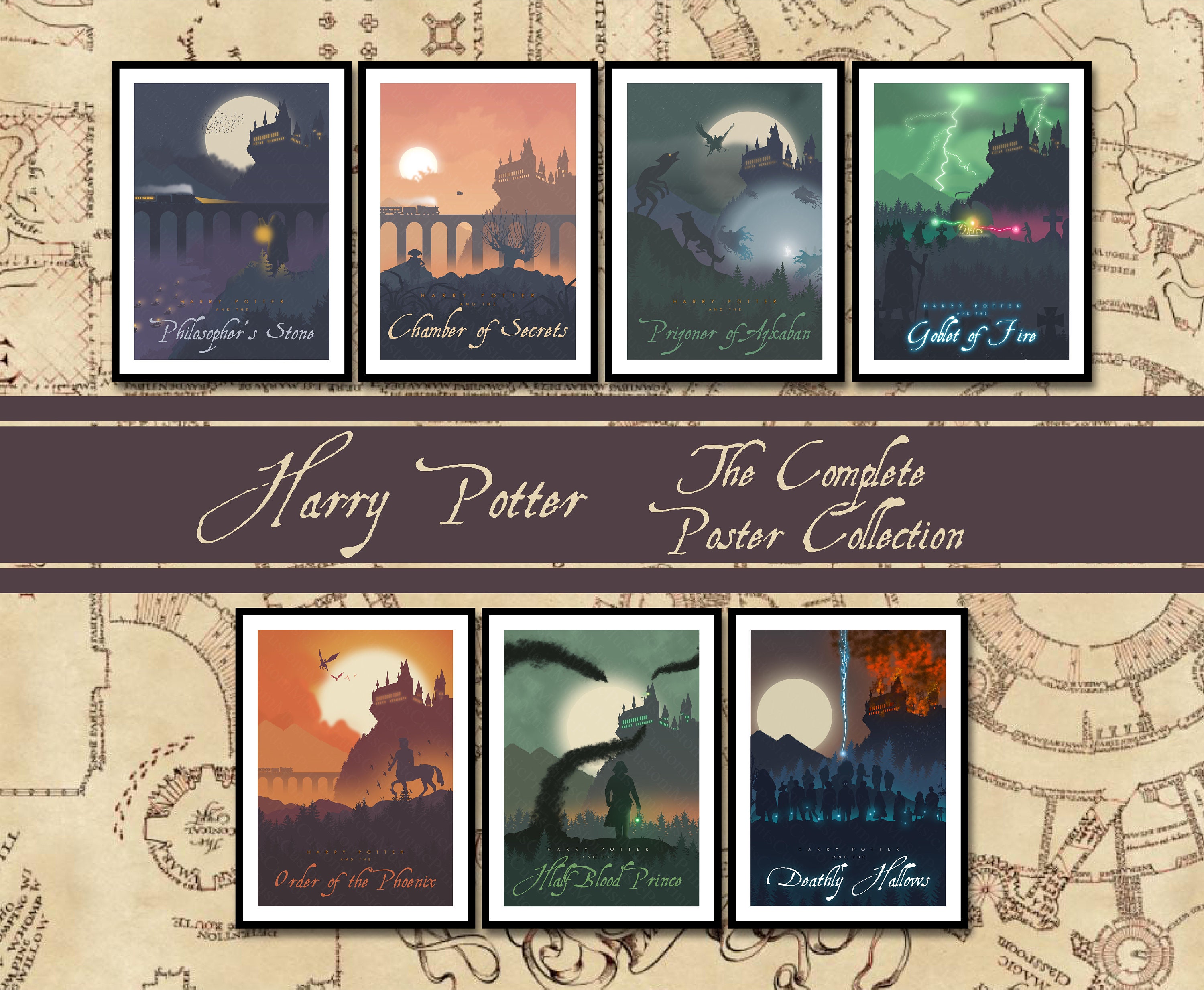 Harry Potter Posters Harry Potter Film Movie Collection Posters Wizard Home  Decor Travel Poster Prints Movie Posters Hogwarts Print -  España