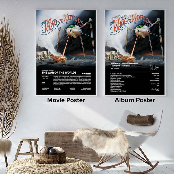 H.G Wells' War of the Worlds 1953 Movie Poster & Album Poster - Classic Movie/Album Posters