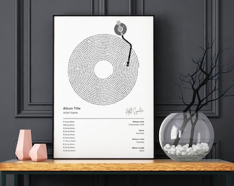 Song Lyric Music Poster | Personalised Song Lyric Album Poster Print | Personalised Lyric Vinyl Record Print | Favourite Song Print