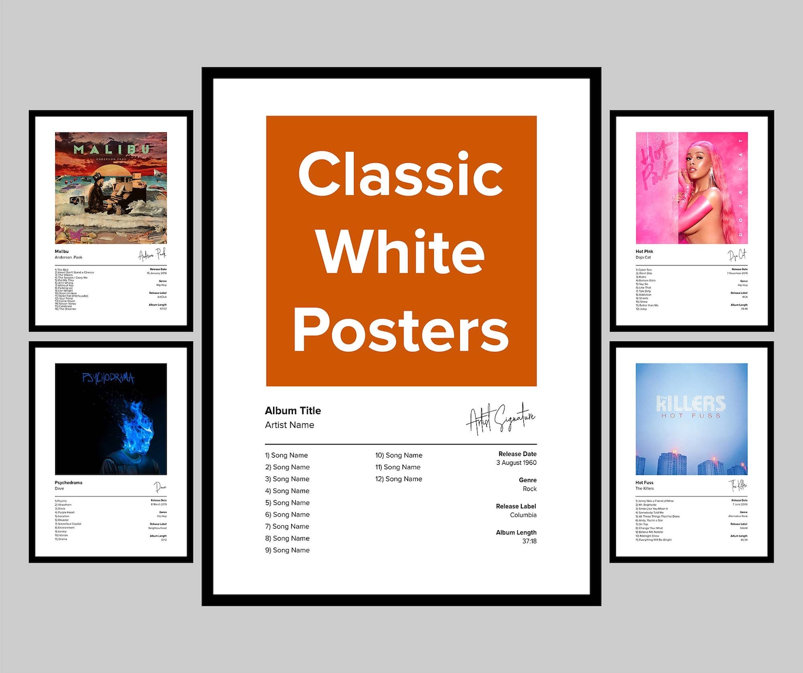 Music Posters Custom Album Posters Choose Your Own Album Etsy