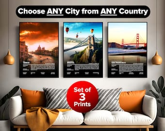 Location Prints - City Posters - Choose Any 3 City Posters