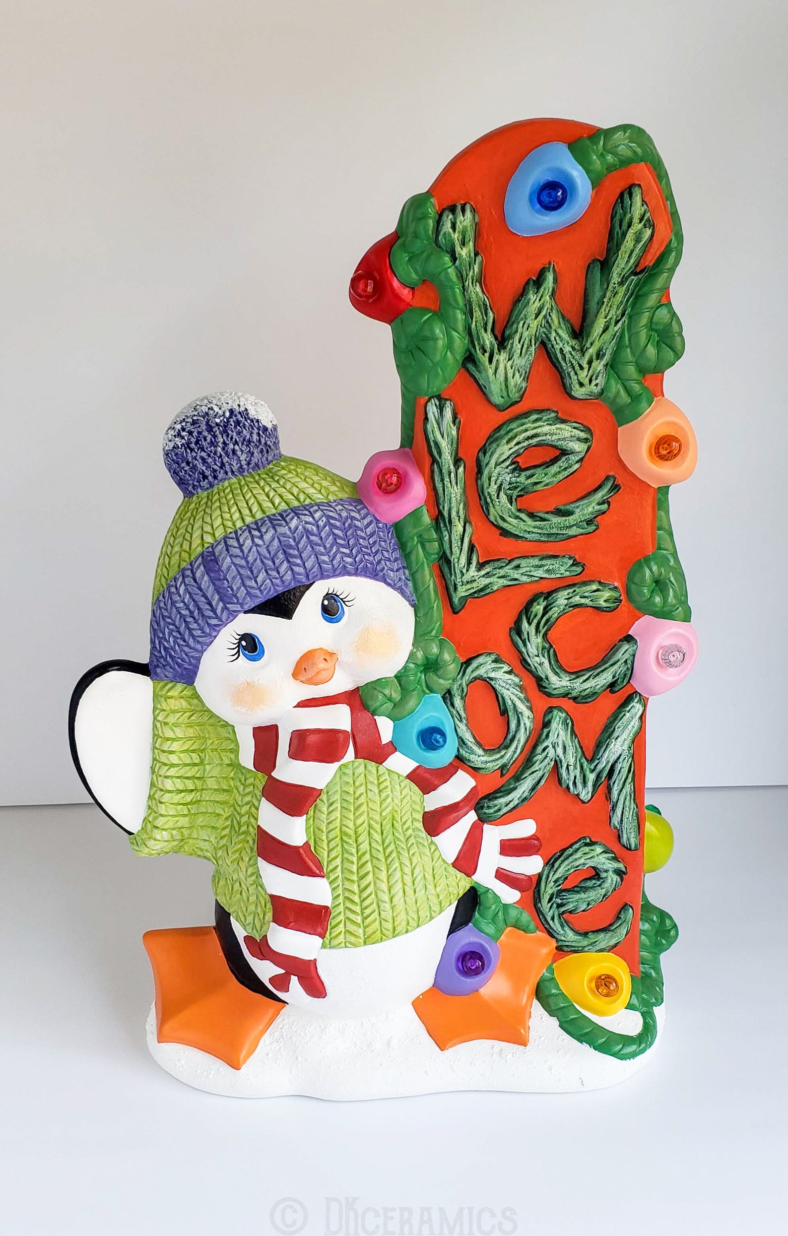 Ceramic Christmas Penguin Ceramic Mantle Penguin Etsy