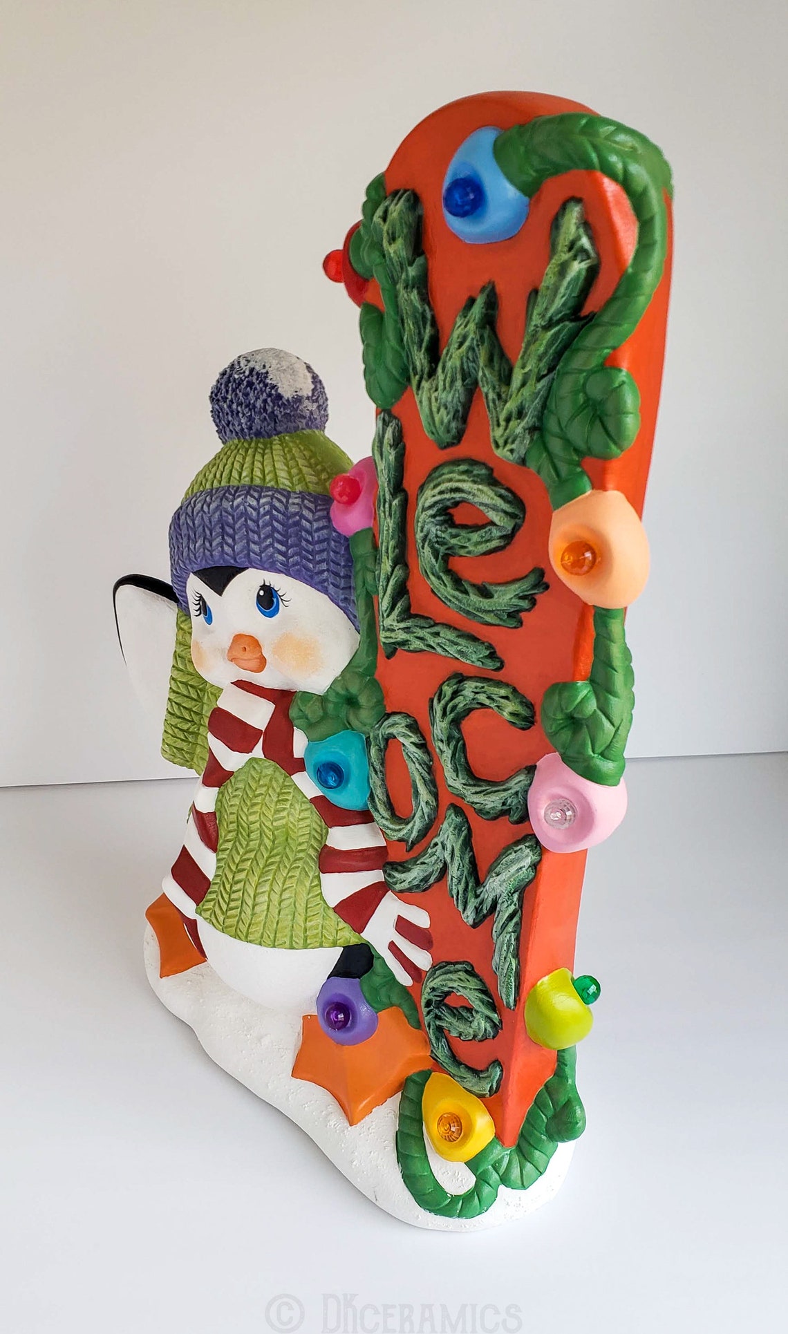 Ceramic Christmas Penguin Ceramic Mantle Penguin Etsy