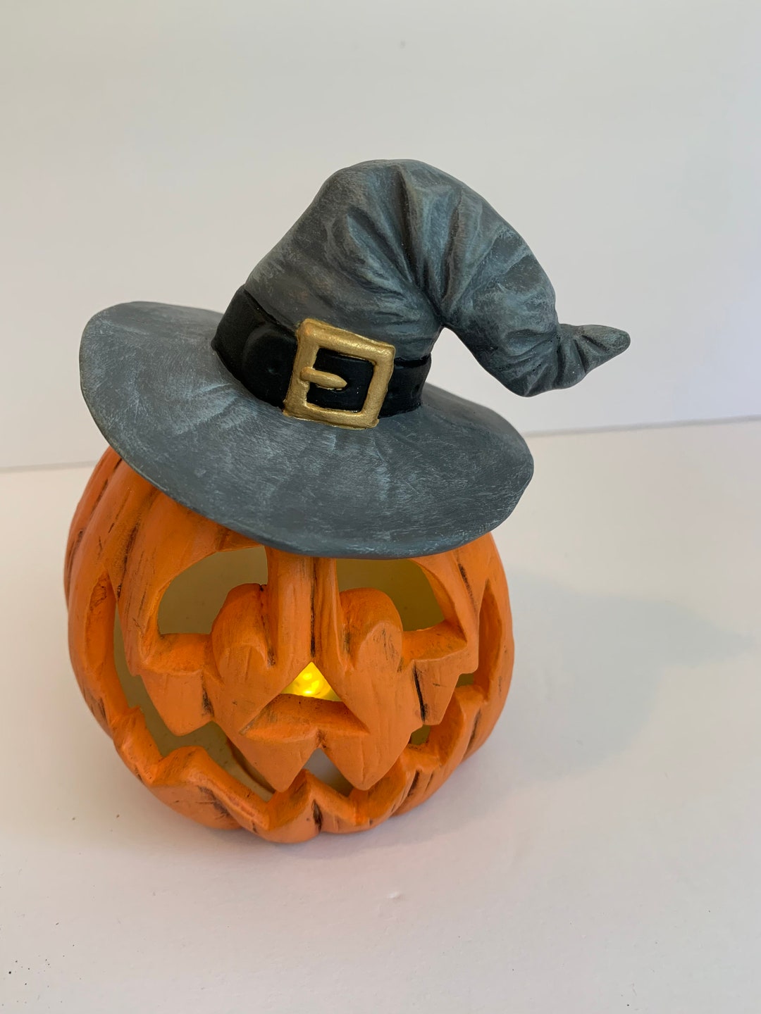 Pumpkin Wearing Witch Hat Etsy