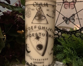Ouija candle, unique, art, pillar candle, home decor, alter, birthday gift, jewelry, handmade, decor, bedroom, witch, gothic, psychic