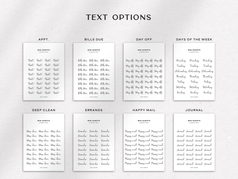 CLASSIC FONT Transparent Mini Script Stickers | Minimal & Functional ...