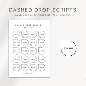 TO DO - Gestrichelte Drop Scripts | Planer Aufkleber | Minimale & Funktionale Planer Aufkleber | Minimale Schrift Aufkleber | Bullet Journal Aufkleber