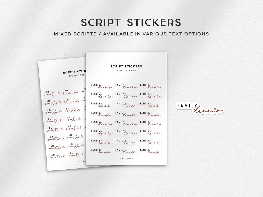MIXED SCRIPT Stickers | Minimal & Functional Planner Stickers for ...